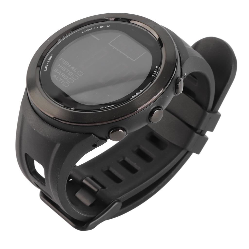 Fishing Barometer Watch Multifunctional Outdoor Waterproof Altimeter Altitude Air Pressure Thermometer FR720B Black