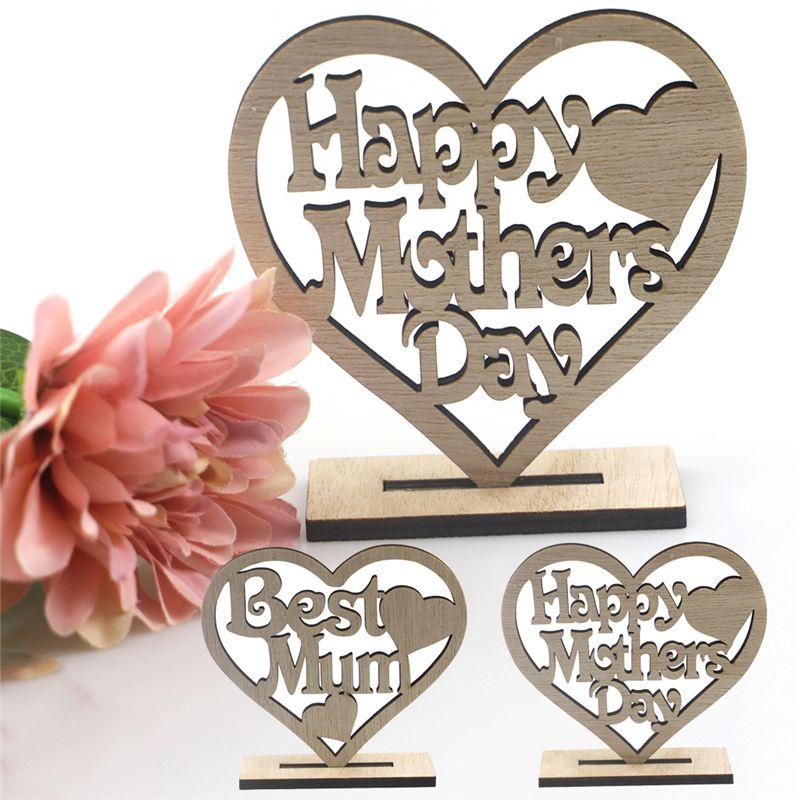 Mothers Happy Day Gift Best Mum Mummy Wooden Heart Plaque Freestanding Decor
