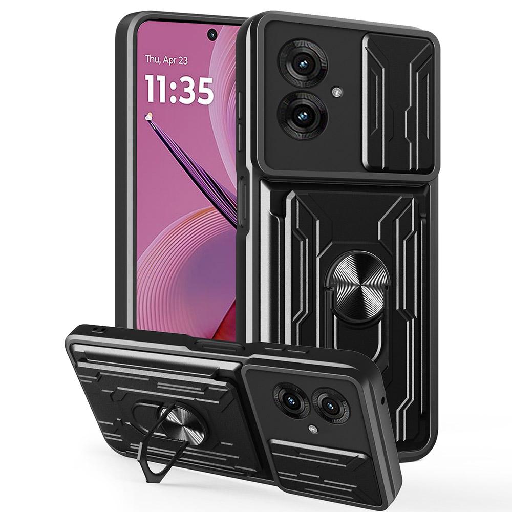 For Motorola Moto G55 5G Case PC+TPU Kickstand Phone Back Cover with Camera Slider