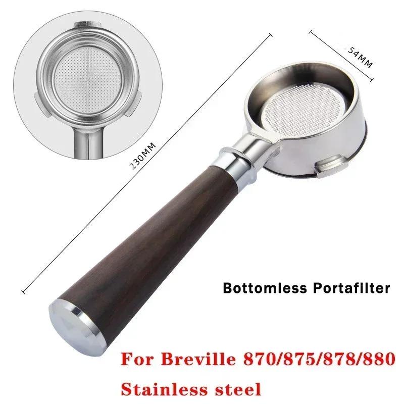 11mm Stainless Steel Double Mouth Portafilter for Breville Sage871/871/878/881 Bottomless Coffee Filter Handle Modification Tool