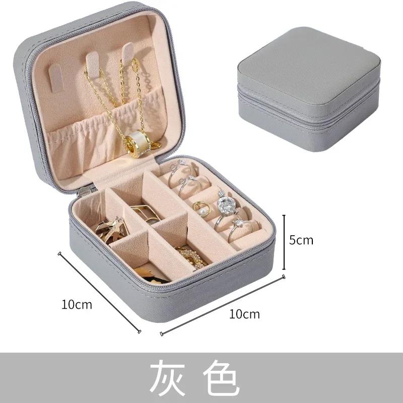 New Portable Jewelry Earrings Storage Box Travel Organizer Jewelry Case Leather Storage Necklace Ring Jewelry Organizer