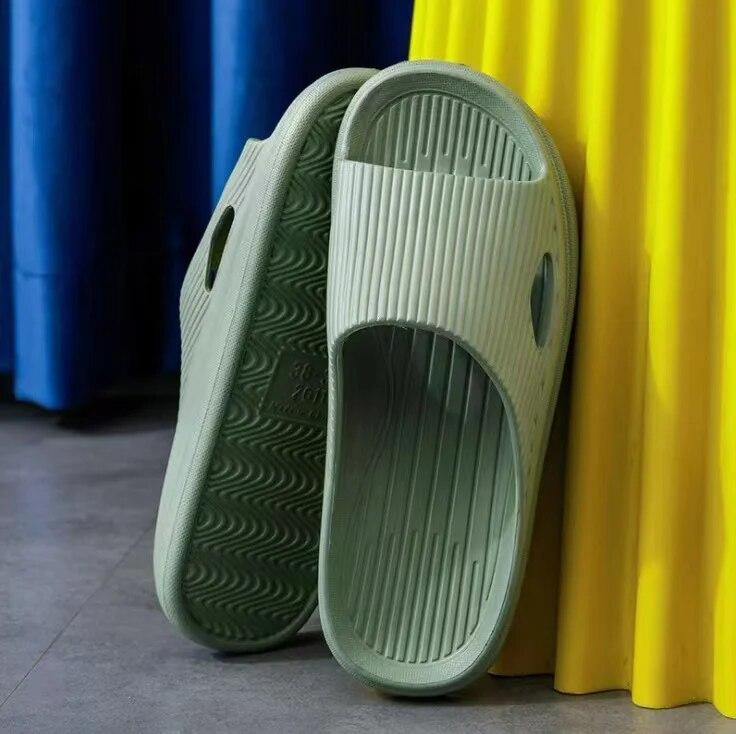 Summer Unisex Slippers Women Solid Color Eva Indoor Bath Thick Platform Men Anti Slip Soft Home Flip Flops Comfort Beach Sandals