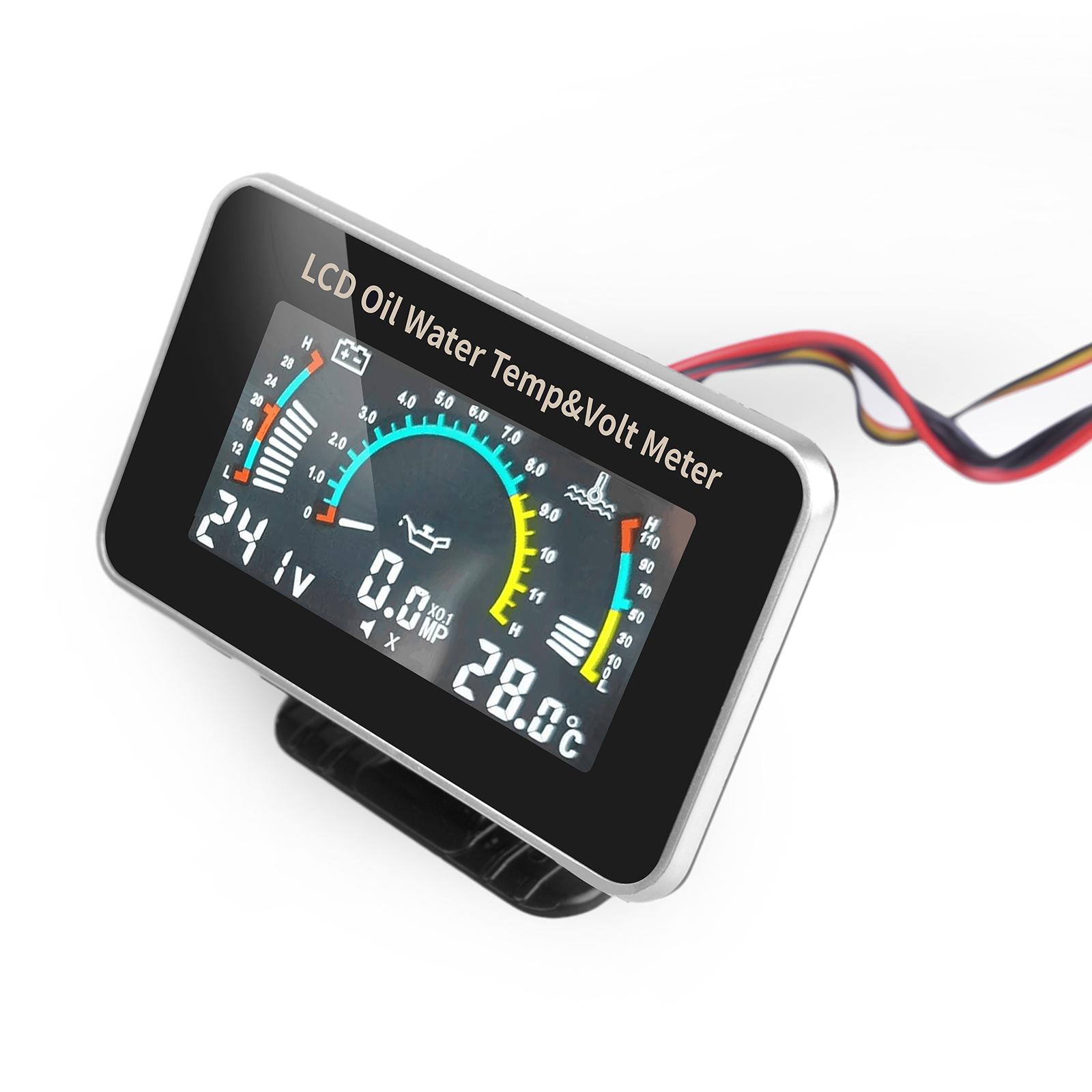 

Universal Car 12V24V 3 IN 1 LCD Gauge Mulitifunctional Oil Temperature+Water Temperature+Voltmeter with Sensor 1/8NPT for Truck чёрный