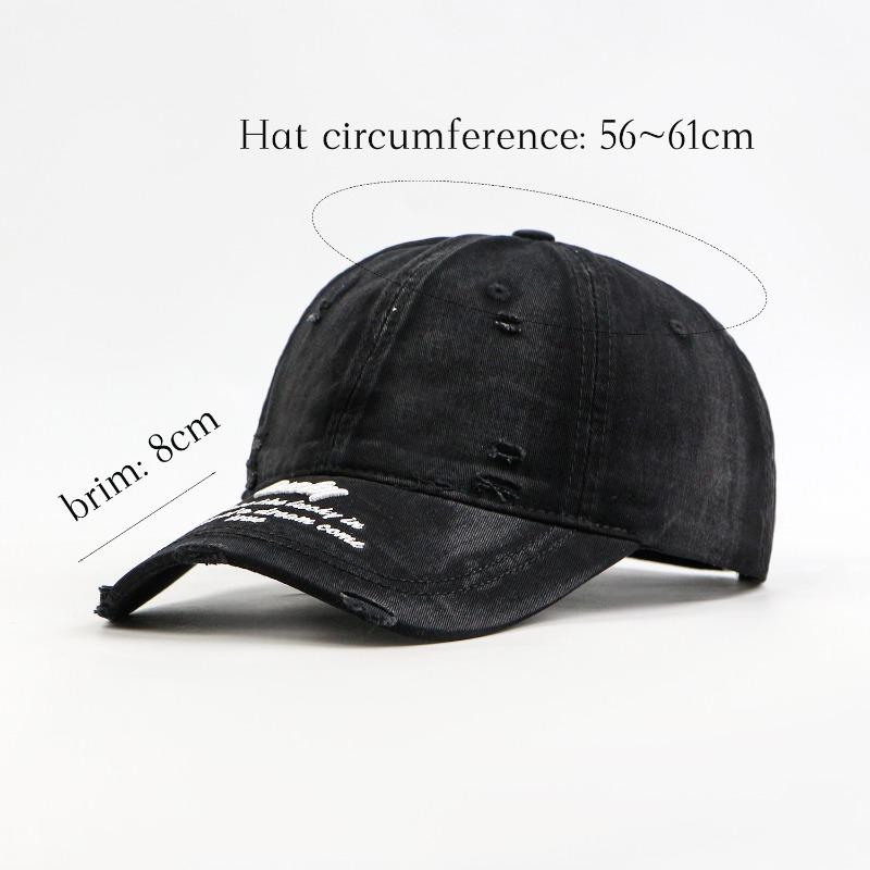 Ripped personalized retro baseball cap women's trendy hip-hop versatile soft top curved brim baseball cap men's new hat