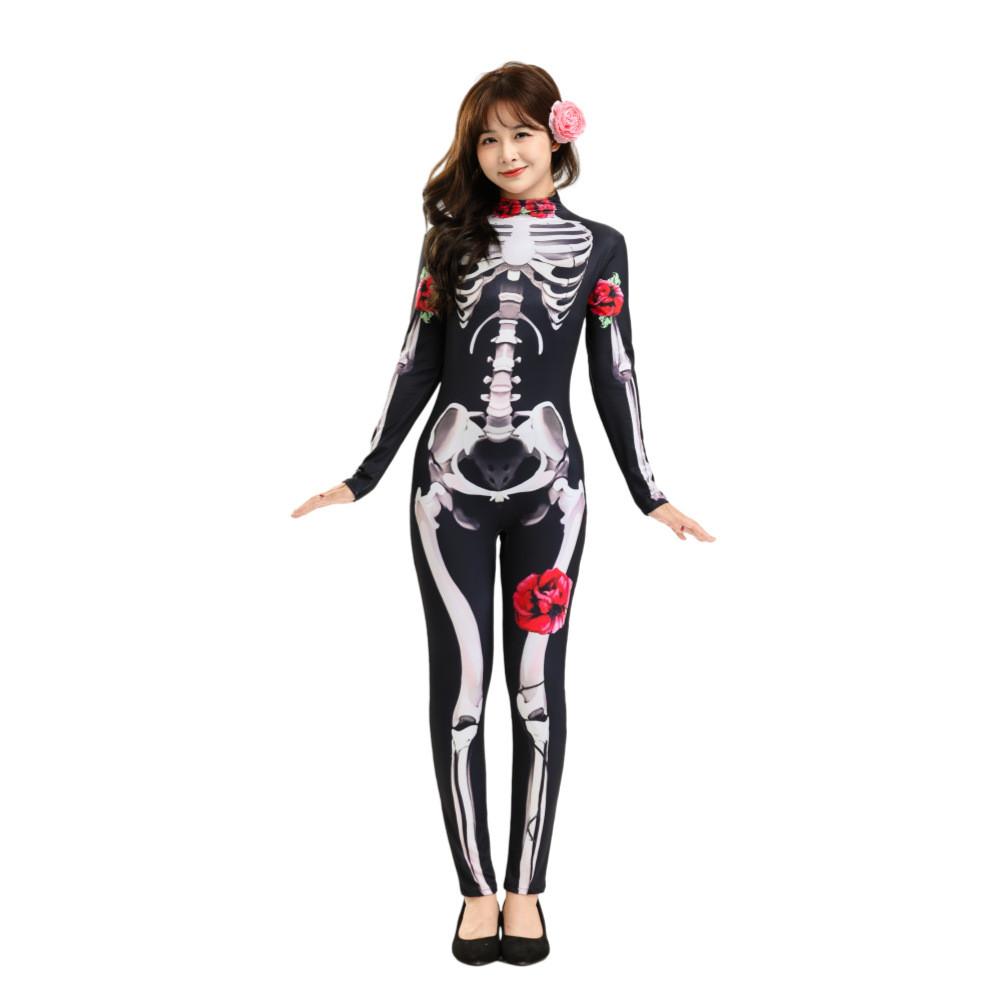 Kostým kostlivce na Halloween pro děti i dospělé z bavlněné látky pro cosplay a tematické večírky