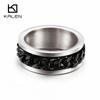 Black Cuban Chain Rings Men Women Stainless Steel Size 6 7 8 Finger Midi Bague Jewelry Accessories 2024