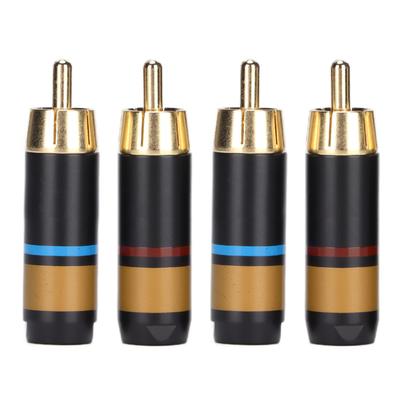 Preffair 4 Stück Cinch-Lotusstecker Vergoldetes Messing Verschleißfester Cinch-Stecker mit Kohlefasergehäuse R1759