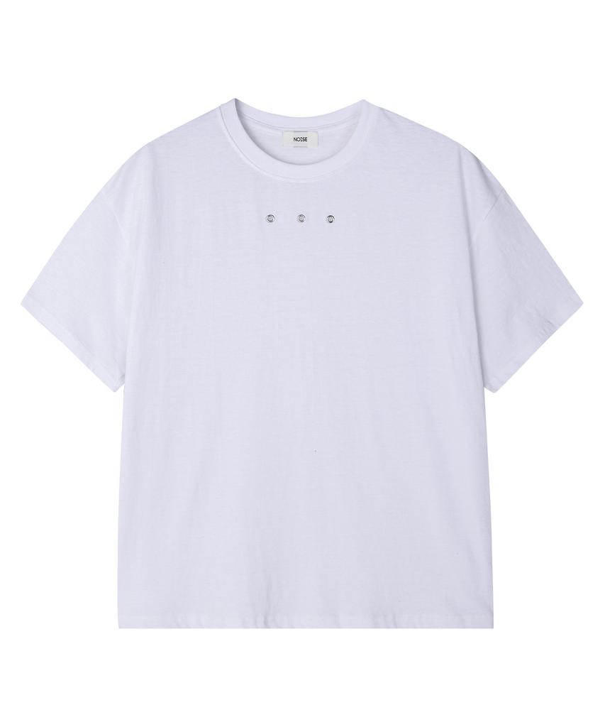 NOISE Eyelet Crop Short Sleeve T-Shirt - White