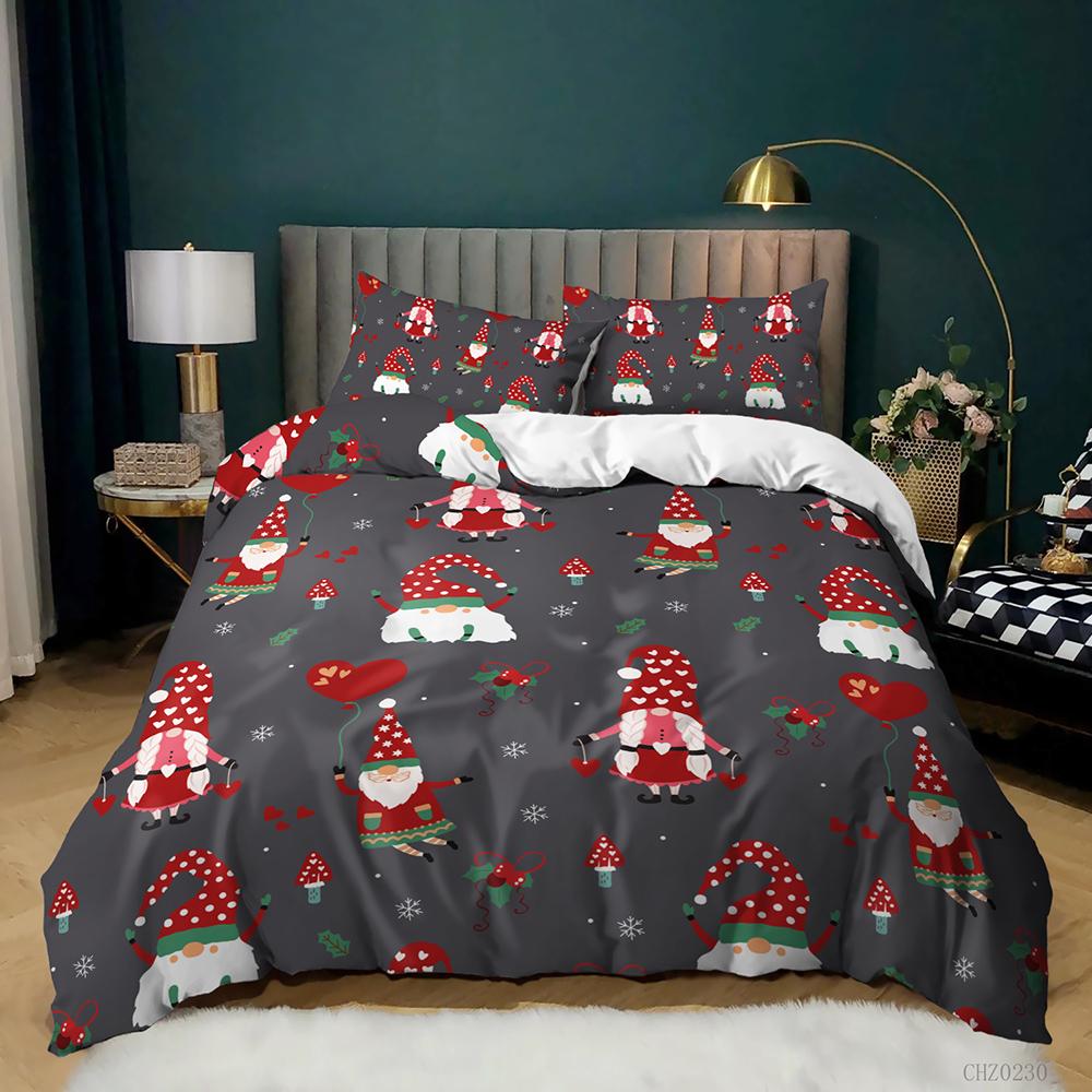 Christmas Duvet Cover Set Winter Snowman Santa Claus Christmas Stocking Bedding Set Double Queen King Size Polyester Qulit Cover
