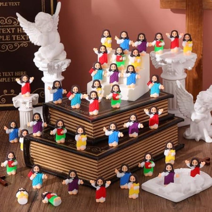Little Jesus Figures Mini Figurines to Hide Small Rubber Jesus Toys 6 Styles Little Jesus Figures to Hide and Seek for Religiou