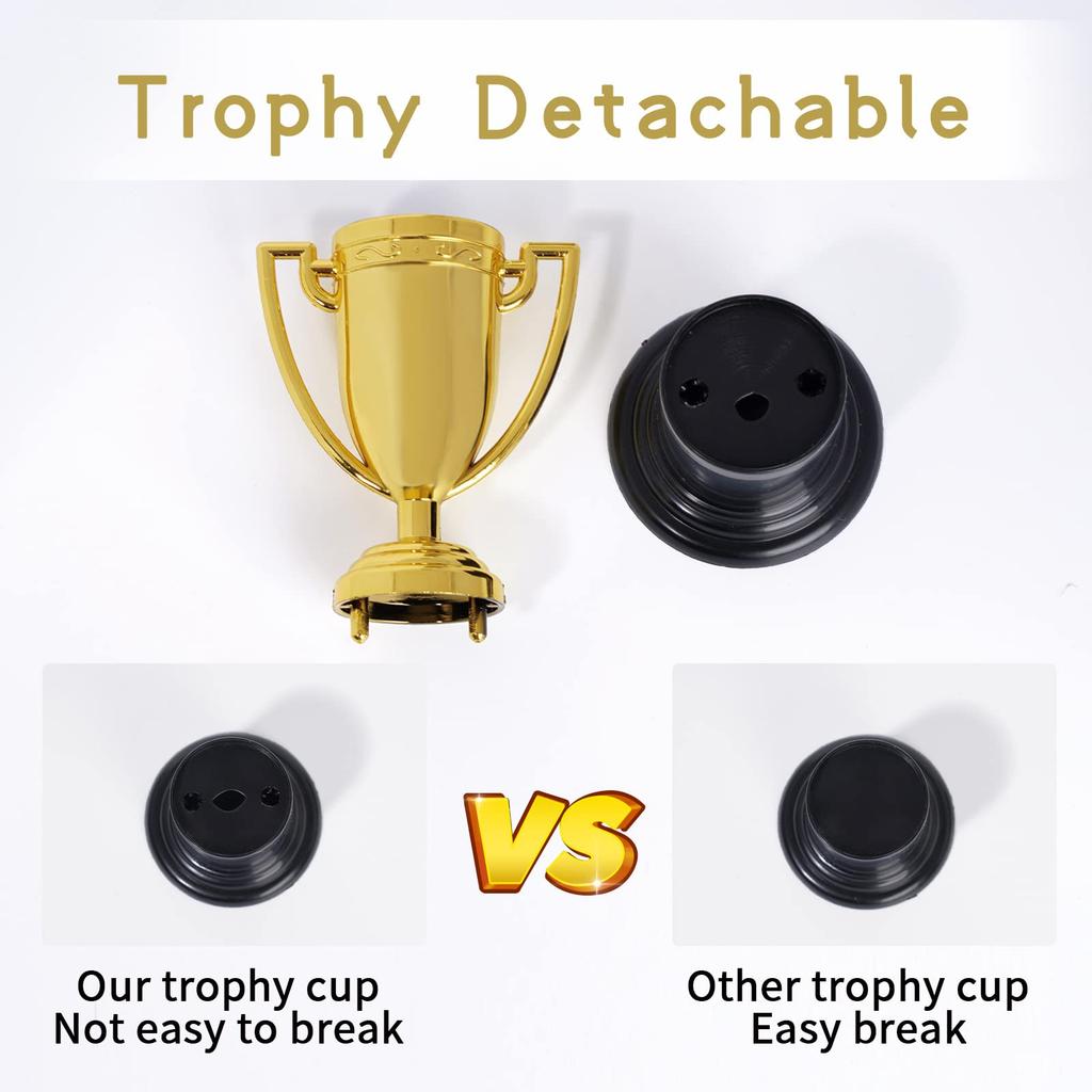 24 Pcs Mini Gold Award Trophy Cup for Kids and Adults, 4 Inch Plastic Trophies for Sports, Party Favors, Tournaments, Competitio