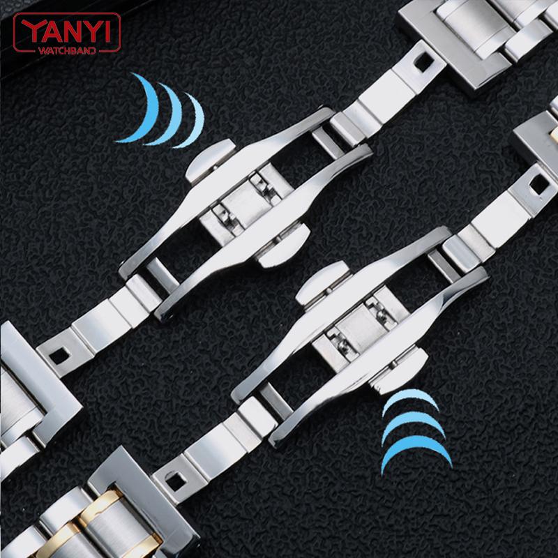 Correa de reloj de acero inoxidable Extremo curvo Correa de metal para relojes de pulsera 14 mm 15 mm 16 mm 17 mm 18 mm 19 mm 20 mm 21 mm 22 mm 23 mm 24 mm correa de reloj