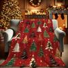 Soft, Warm Cozy Christmas Tree Flannel Throw Blanket - Red, Green, White, Black, Perfect Holiday Gift for Living Room & Bedroom,