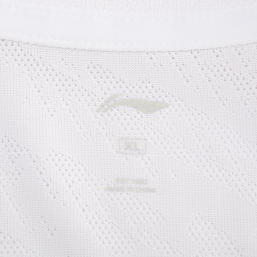 Li Ning Badminton Series V-Neck Pullover Comfortable Versatile Breathable Short Sleeve Badminton Shirt Unisex Tops Standard-White AAYU223-2