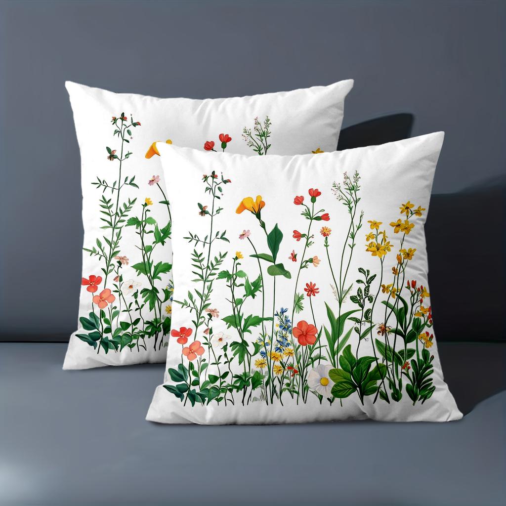 1 Pieces Floral Printed White Cushion Pillow Cover Set Polyester pillowcase, sofa decorative cushion cov Headboard Pillow