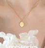Leaf Oval Pendant Necklace for Women - Gold Plated, Fade-Resistant Titanium Steel