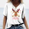 Plus Size 6XL Merry Christmas Women's Short sleeved V-neck T-shirt Christmas Tree Santa Claus Letter Print Simple Trendy Trend Women Clothing
