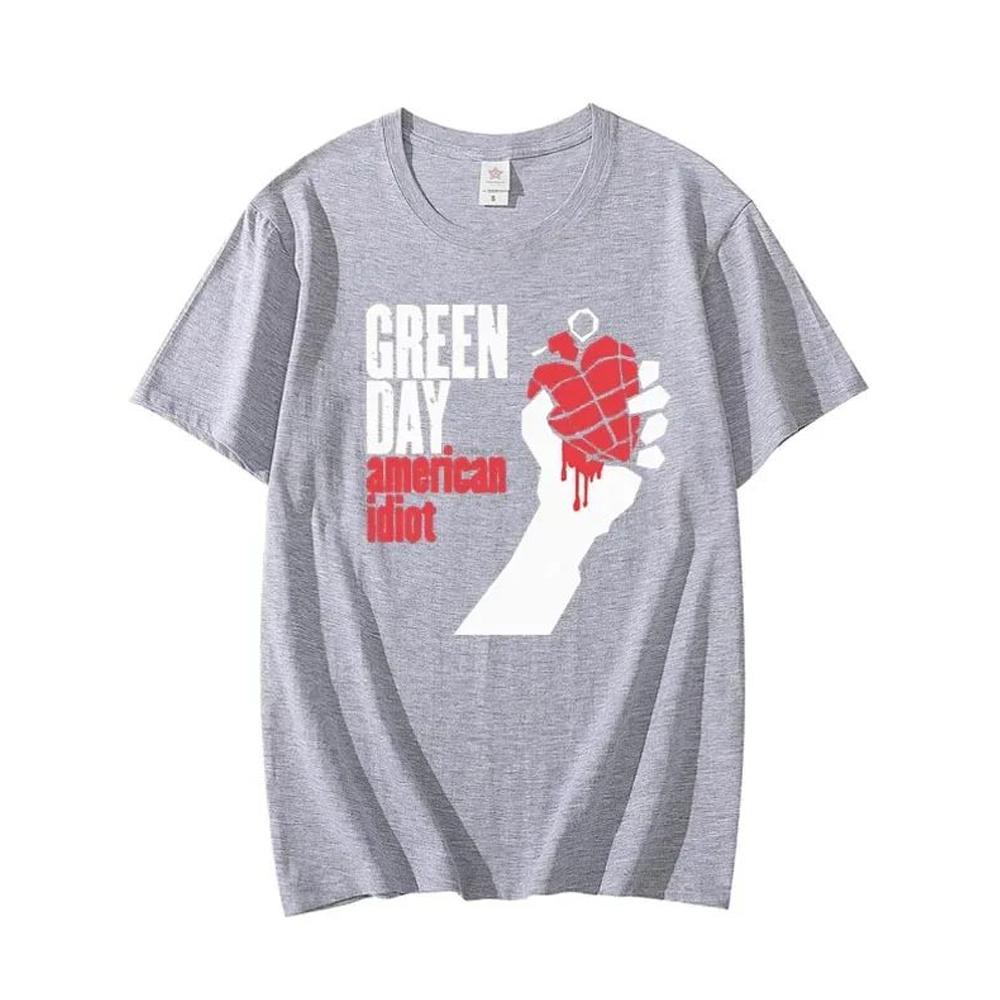

GREEN DAY American Idiot Print Tshirt American Punk Band Print Fashion Round Neck Short Sleeve Top for Men Vintage Loose Tshirt S