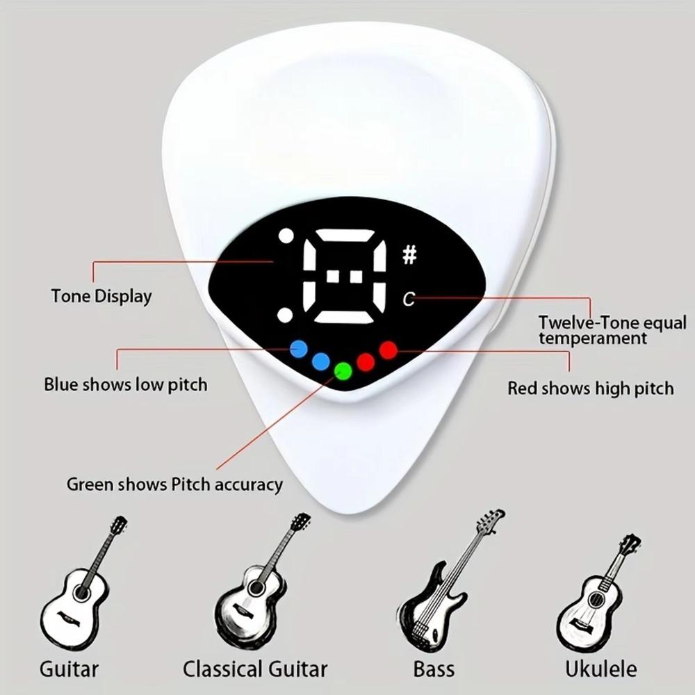 Small Multi-function Tuner ABS Acoustic Guitar Tuner New Guitar Pick & Tuner Combo