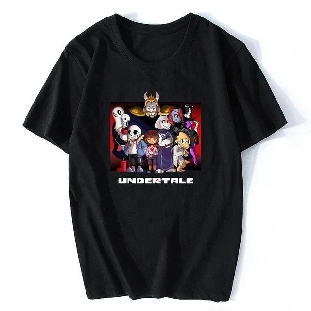 Papiro Print Undertale Game Men T-shirt Outdoor Street Casual Fashion Harajuku Daily Simple Loose Pure Cotton Short-sleeve Top