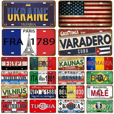Retro Landmark Country Metal Sign Tinplates Plate Plaque Metal Vintage Tin Sign Home Decor For Man Cave Bar Pub Club Decoration