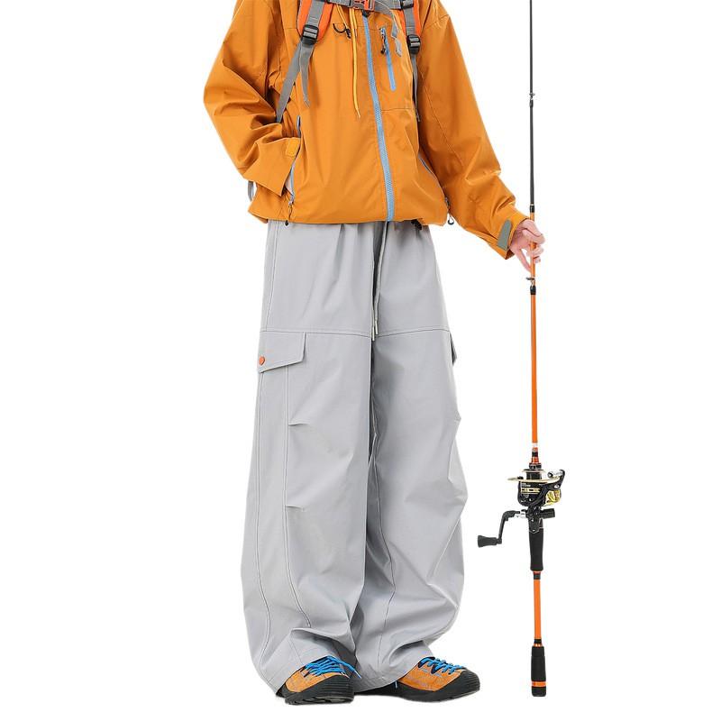Men Women Casual Cargo Pants With Large 3D Pockets Elastic Waist Loose Fit Streetwear Trousers Outdoor Daily Wear