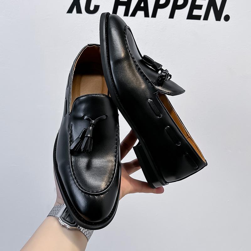 New Men'S Casual Leather Shoes Comfortable Loafers British Style Retro One-Pedal Men'S Shoes 24306-A