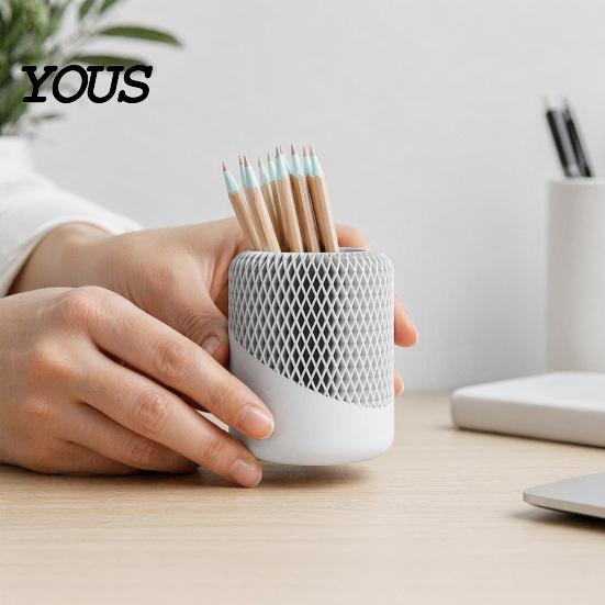 Stationery Holder Pen for Desk, 3D Printed Minimalist Pencil Stationary Brush Storage Cup, Desktop Makeup Office Vanity