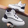 Black Men's Shoes Summer Thick-soled Shock Absorption Casual Sports Trendy Shoes 2025 New Breathable Dad Shoes