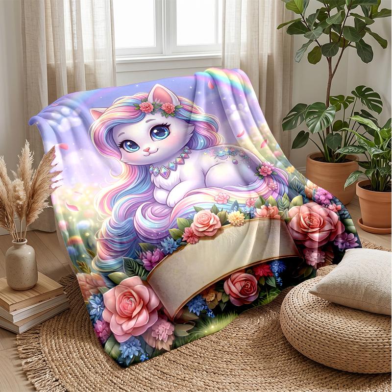 Rainbow Unicorn Fantasy Theme blanket Lightweight Warm Flannel Blanket Decorative Throw Blanket for Home Decoration