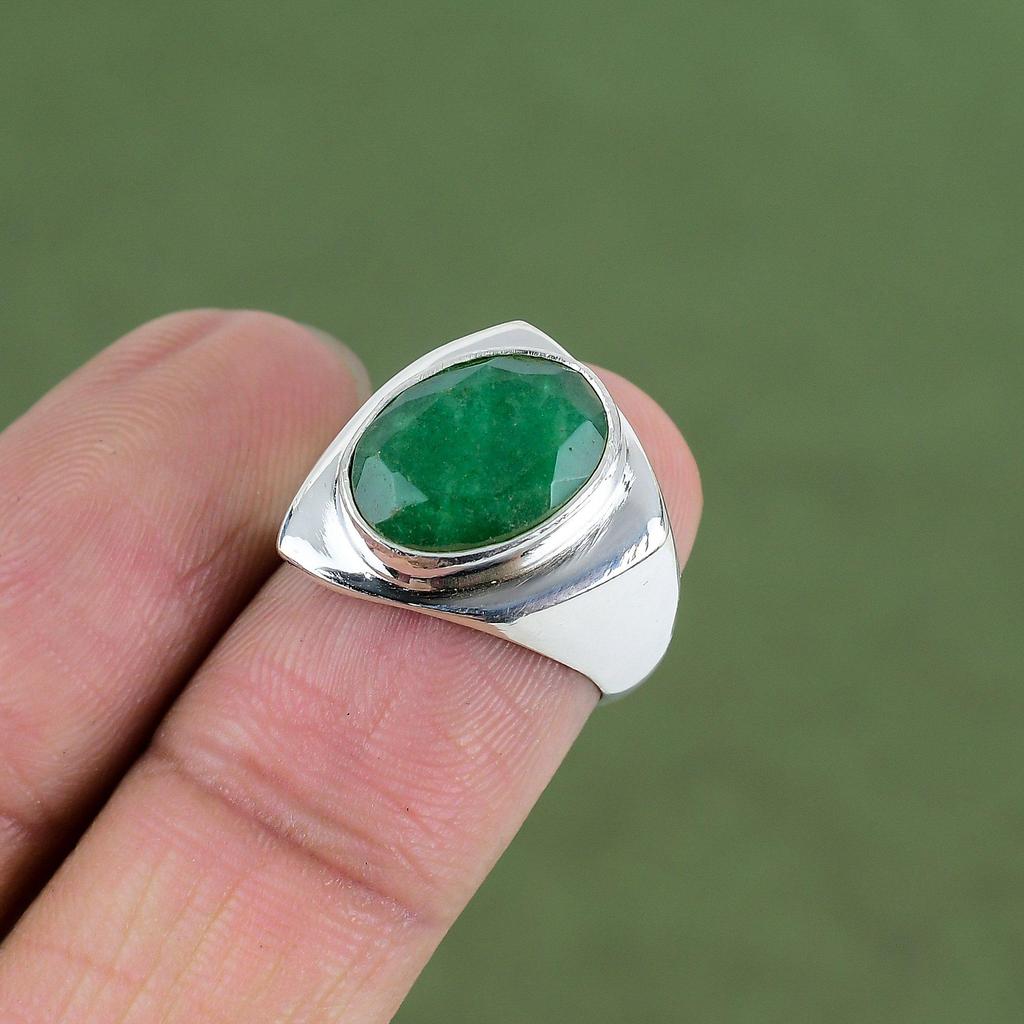 Facettierter Sambischer Smaragd Ring 925er Sterlingsilber Ring Handgefertigter Stilvoller Schmuck Natürlicher Edelstein Ring Jahrestagsgeschenk Erhältlich In Ringgröße