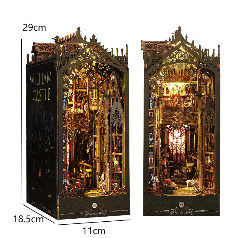 Diy Book Nook Doll House Miniature Wooden Bookshelf Shelf Insert Miniatures Home Model Kit Dollhouse Birthday Toy Gifts