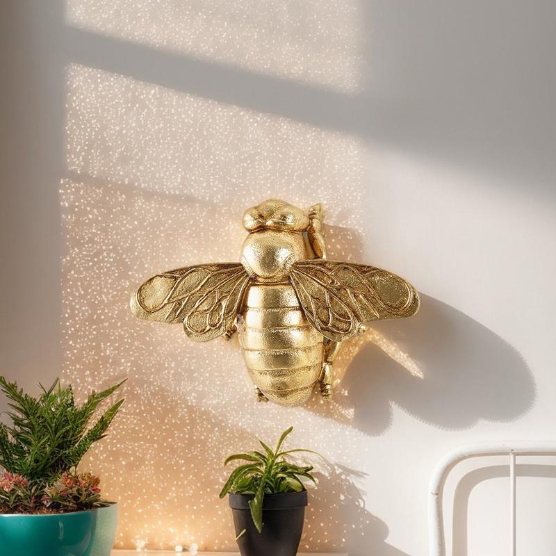 Creative Golden Bees Wall-mounted Crafts Gallery Home Decoration Wall Sculpture, Simulate Insect Ornaments Pendant Resin Statue