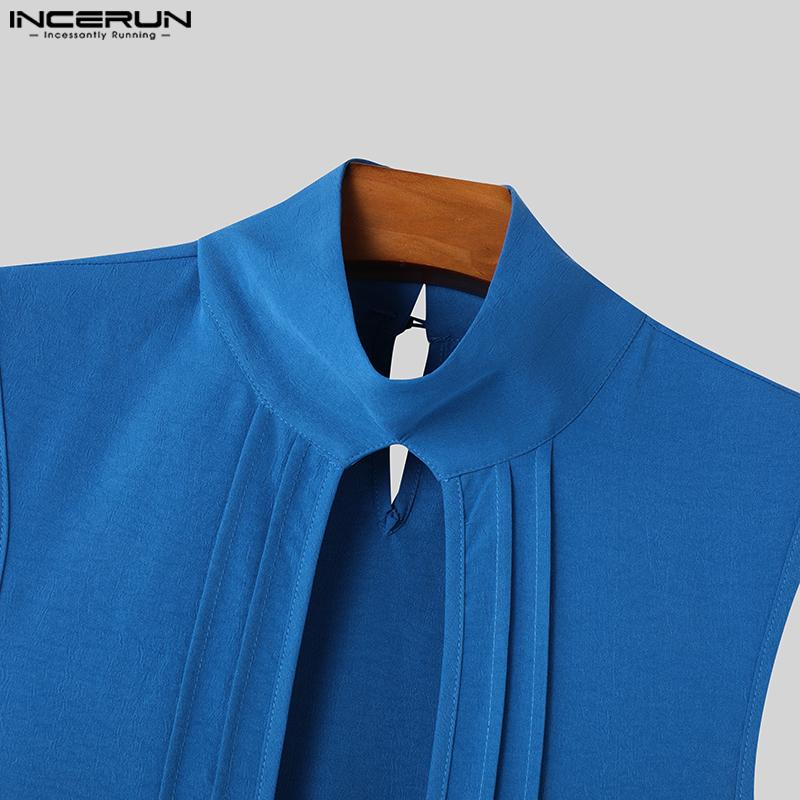 INCERUN Summer Men Sleeveless Cutout Splits Casual Long Tunic Tank Tops