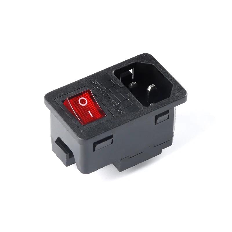 1PCS AC-01 AC-14-F16 Electrical Power Socket 250V Rocker Switch Brass 10A Inlet Plug Connector Computer Mount Outlet With Fuse