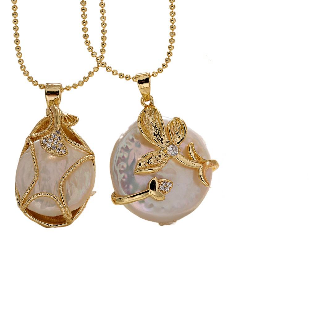 Korean Style Gold Plating Necklace Elegant Baroque Neck Chain Sweet Irregular Pearl Necklace  Gift