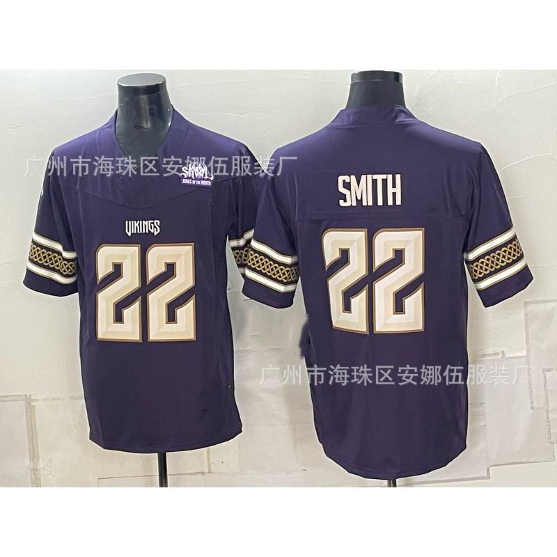 2026 Vikings Fotbalový dres 22 18 Krátký rukáv Vyšívaný Tým Sportovní košile