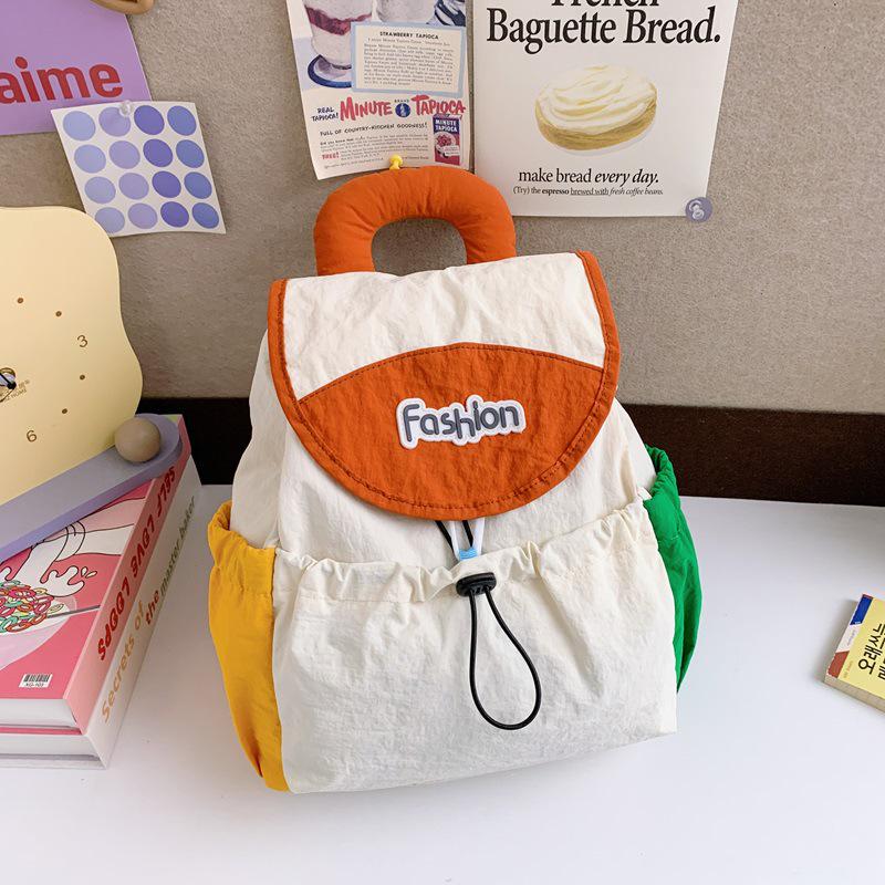 Kindergarten Color Block Backpack - Lightweight, Large Capacity for Boys and Girls