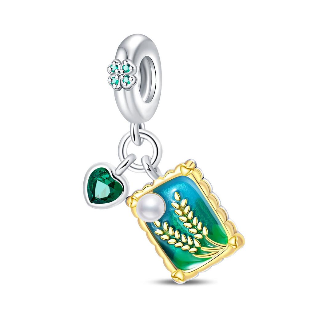 S925 Silver Iris Flower Starry Sky Sunflower Pendant Clasp Bead Bracelet DIY Jewelry Accessories