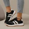 Women's Plus Size Round Toe Color Block Stripe Lace Up Casual Sneakers Autumn New Shoes