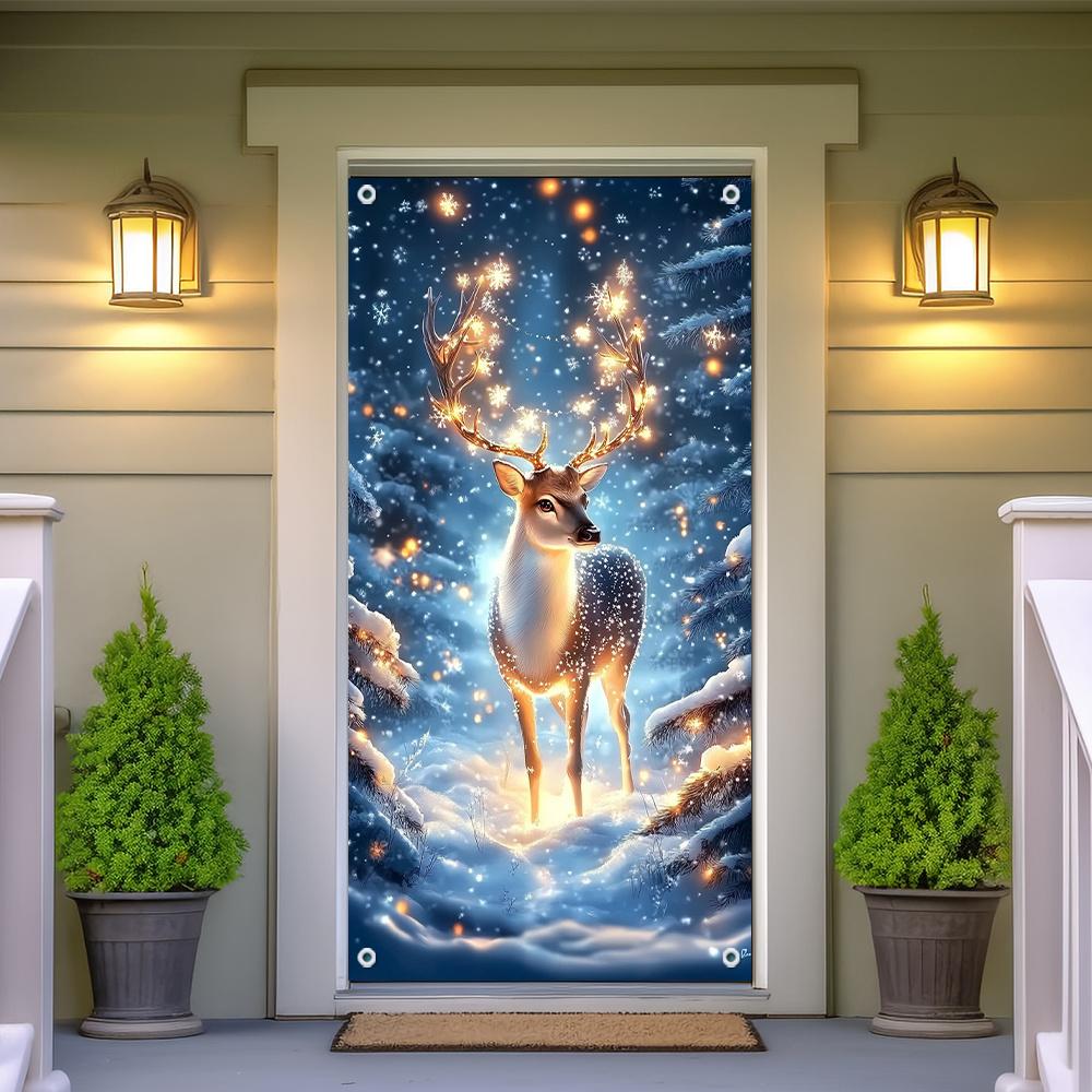 Colorful Reindeer and Snowflake Christmas Flags Easy To Hang Design for Indoor and Outdoor Holiday Decorations