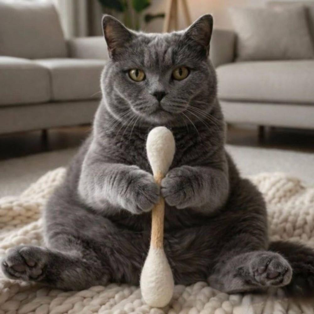 3PCS Bite Resistant Giant Qtip Cat Toy Anti-Boredom Cat Grinding Biting Stick Dental Care