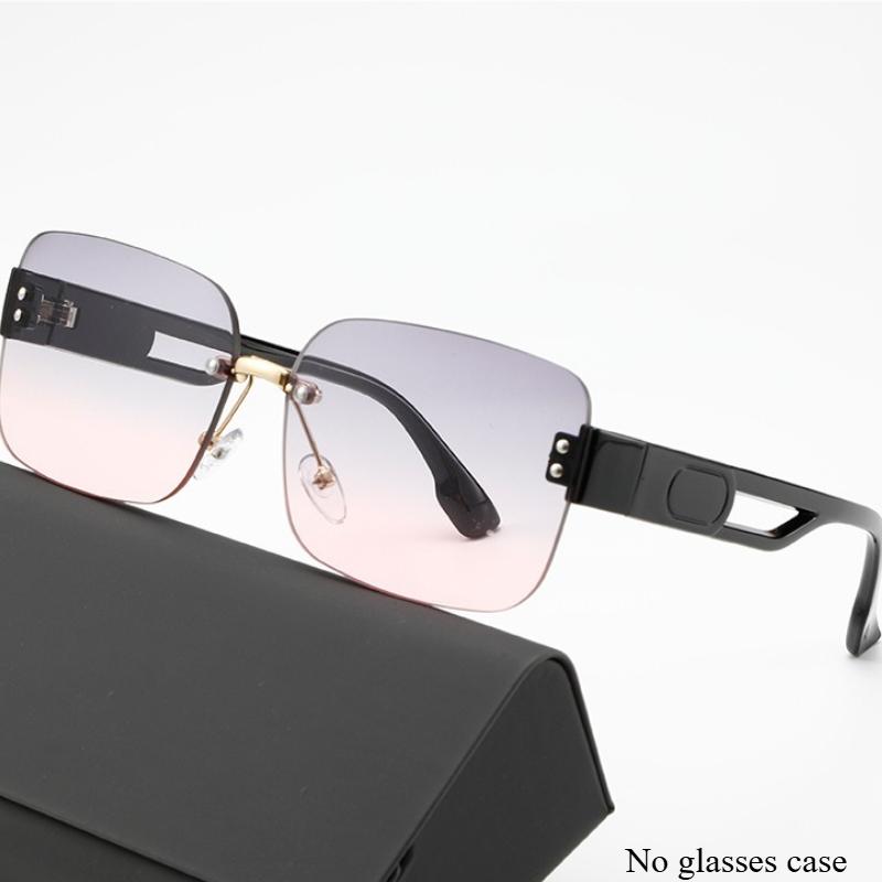 5PCS Frameless Square Frame Sunglasses for Women Metal Fashion Retro Shades for Men