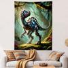 "Cybernetic Dinosaur In Jungle Scene" Patterned Tapestry Home Decor, Suitable for Bedroom and Living Room, Gift