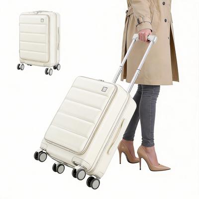 Carry On Luggage 20 Inch Carry-On with Front Laptop Pocket USB Charger Port & Cup Holder 360 Pocket Compartment Degrees Spinner Wheels Side Hook