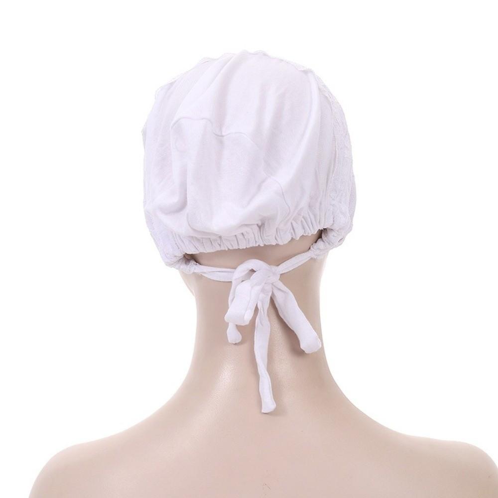 Fashion Elegant Turban Hat Solid Color Elastic Hijab Cap Breathable Tie Straps Under Scarf Caps Female Head Covering