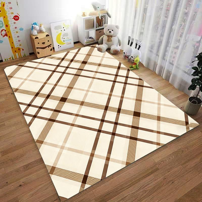 Plaid Pattern Carpet, Brown and Beige Tartan Design for Home Decor Suitable for use as an anti-slip for living room bedroom sofas