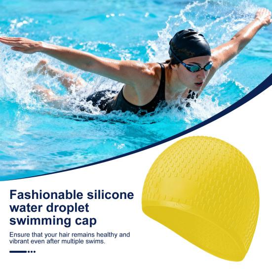 Adults Silicone Swimming Cap, Water Resistant Lightweight Swim Hat, Non-slip Elastic Men Women Bathing Cap for Swimming Pool, Beach