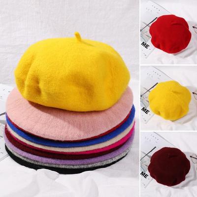 Solid Color Beanie Winter Warm Felt Berets Wool Beret Cap Pumpkin Felt Headgear Autumn Hat