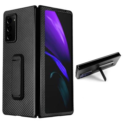Kohlefaser-Hülle für Samsung Galaxy Z Fold 3 4 2 Hülle Ultradünne Aramidfaser für Galaxy Z Fold 2 5g-Abdeckung mit Telefonhalter